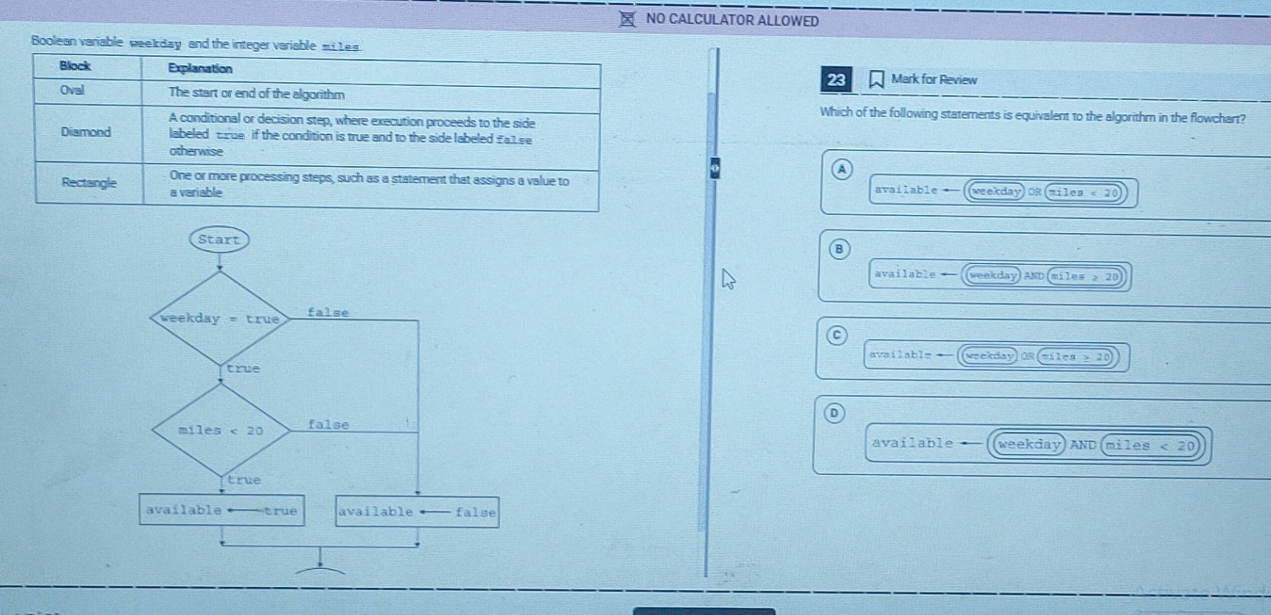 Solved: NO CALCULATOR ALLOWED Boolean variable weekday and the i Mark ...