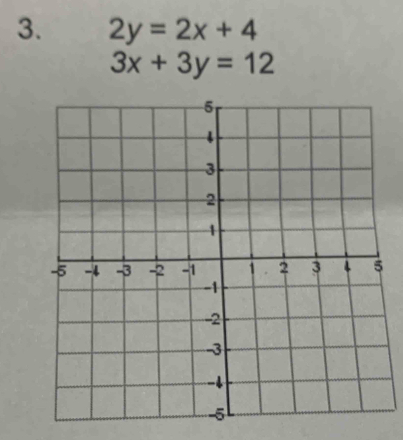 2y=2x+4
3x+3y=12