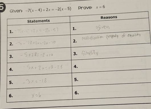 prove: x=6