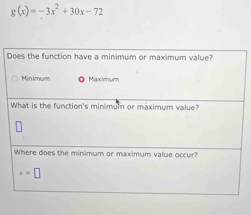 g(x)=-3x^2+30x-72