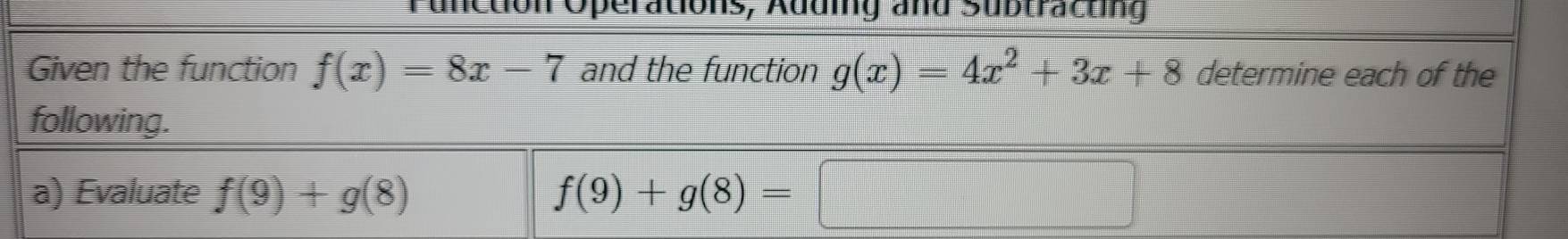 Tunction Operations