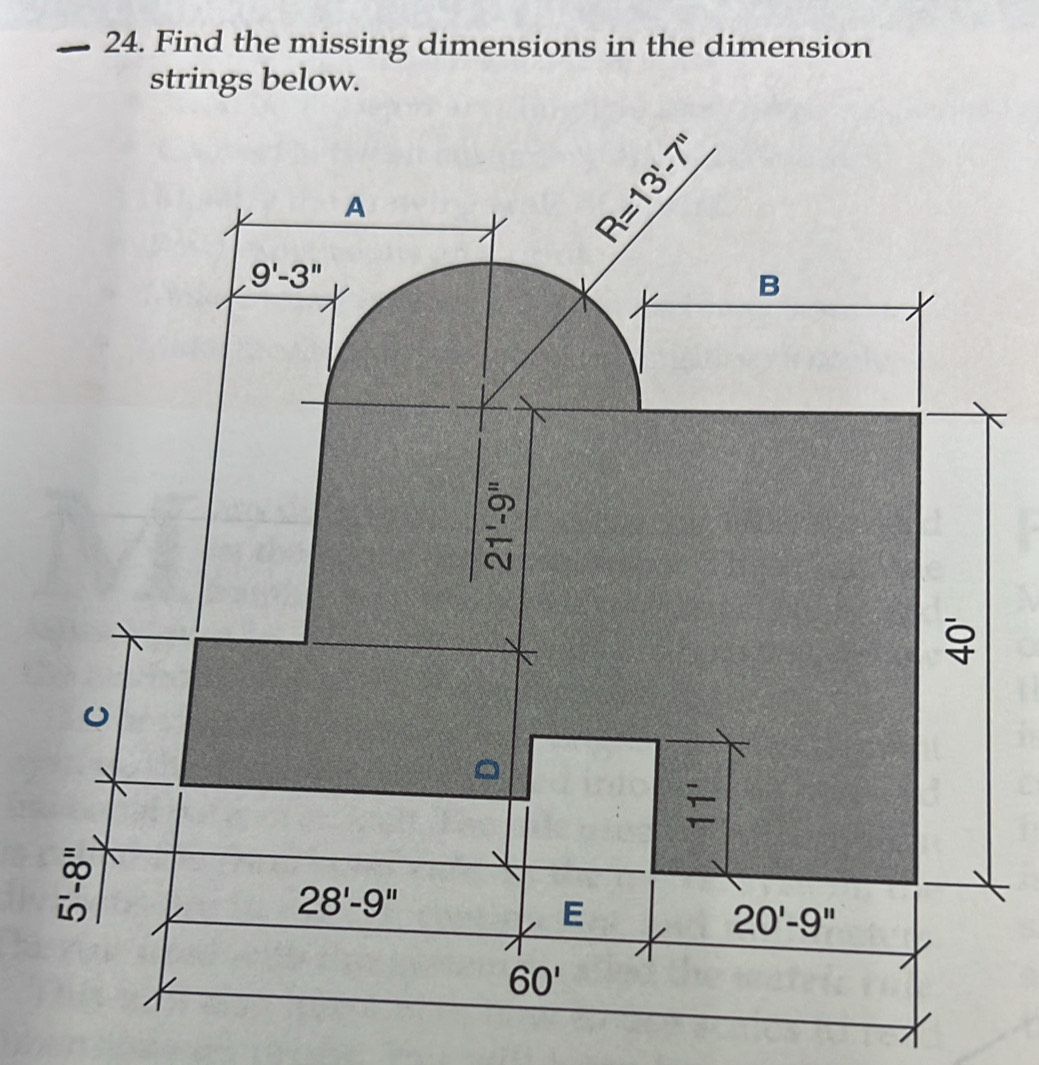 Solved: Find the missing dimensions in the dimension strings below. [Math]