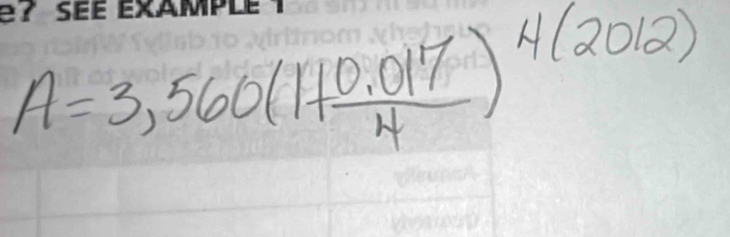 A=3,560(1+ (0.017)/4 )^4(2012)
