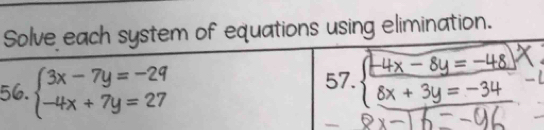 of equations using elimination.