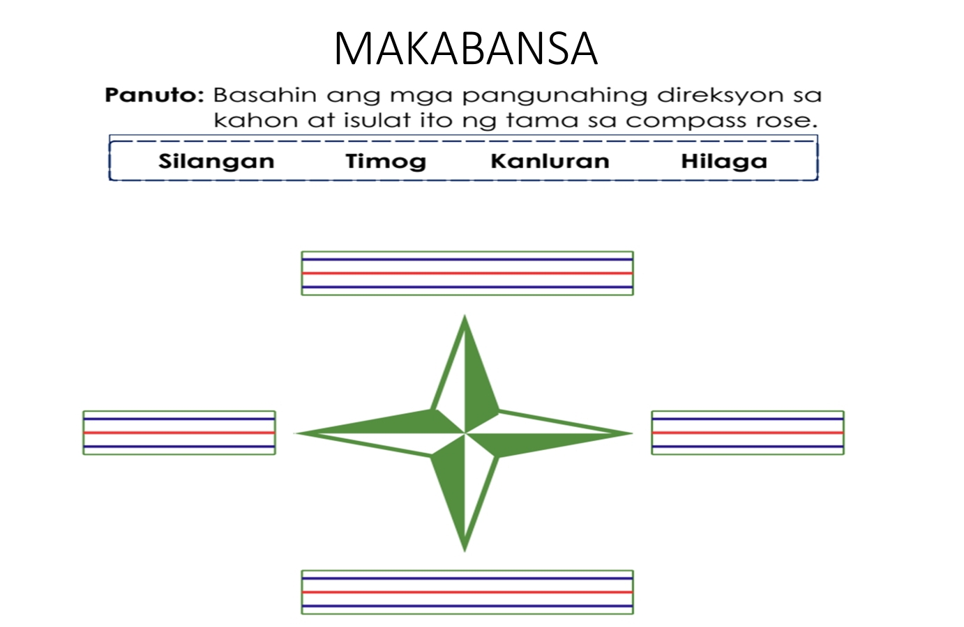 Solved: MAKABANSA Panuto: Basahin ang mga pangunahing direksyon sa ...