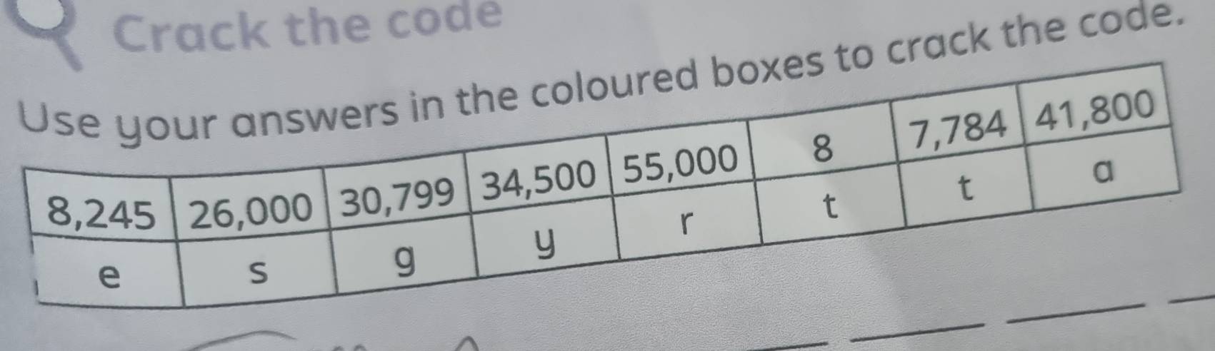 Crack the code 
es to crack the code. 
_ 
_