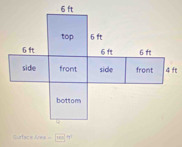 Surface Area =168ft^2