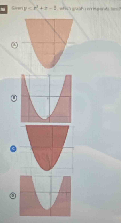 Given y , which graph corresponds best?
a
o
c
D