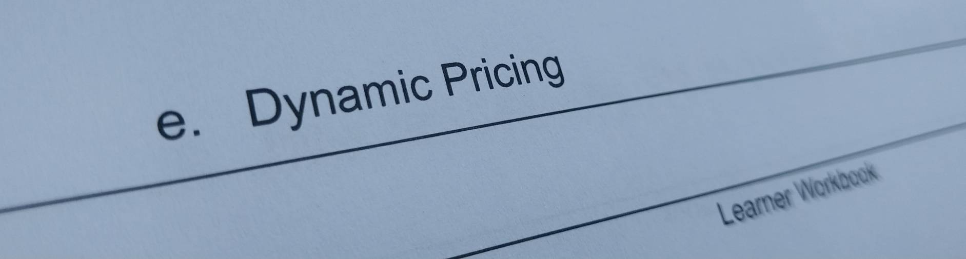 Dynamic Pricing 
Learner Workbook