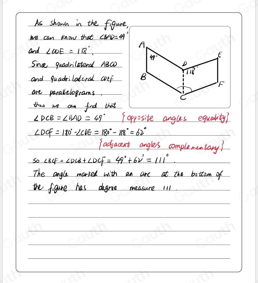 Solved: The figure to the right can be divided into two parallelograms ...