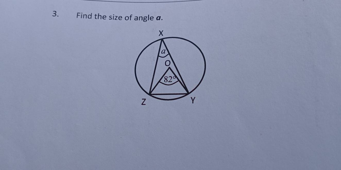 Find the size of angle a.