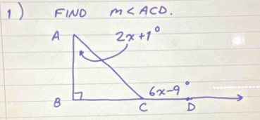 FIND m∠ ACD.