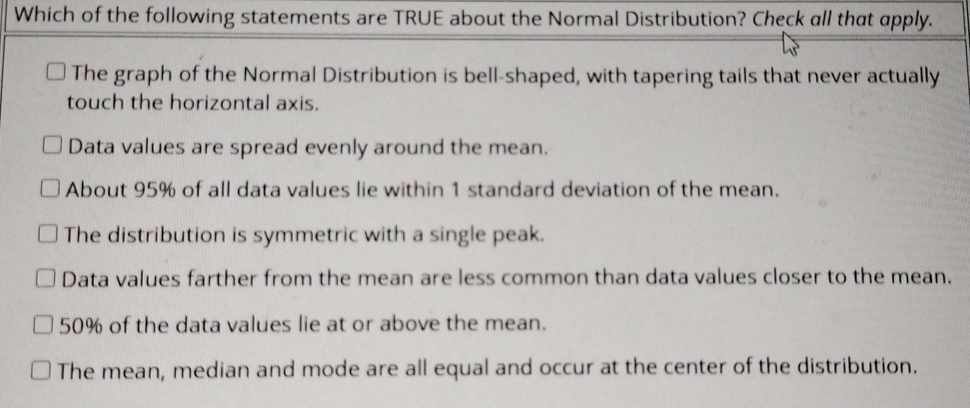 Solved: Which of the following statements are TRUE about the Normal ...