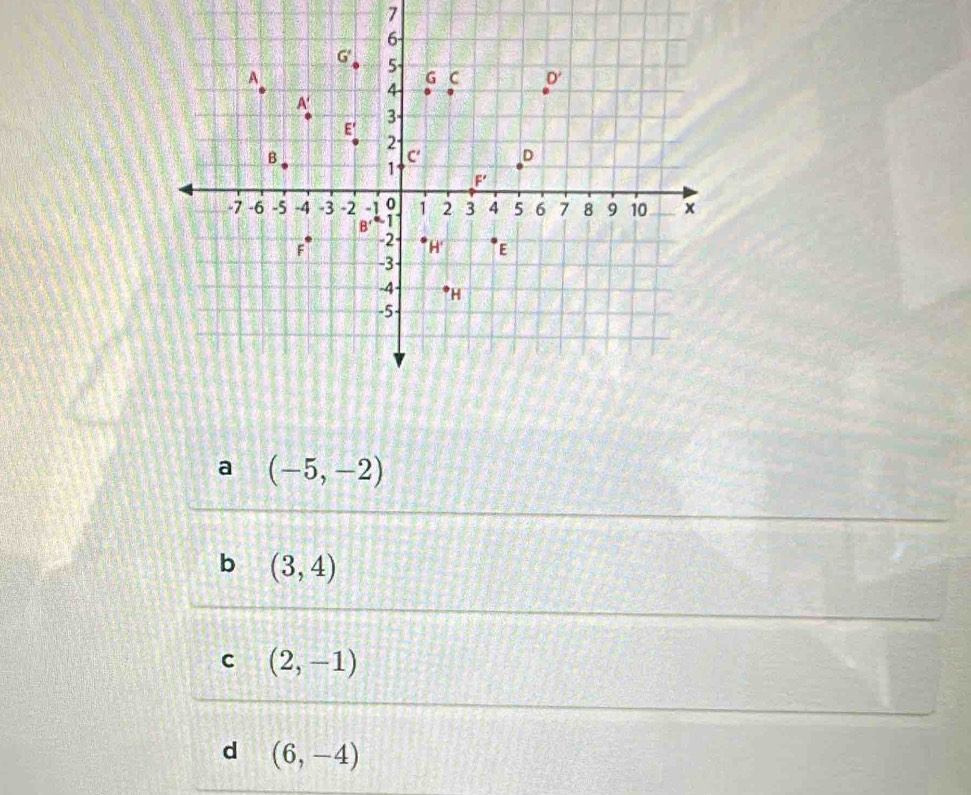 7
a (-5,-2)
b (3,4)
C (2,-1)
d (6,-4)