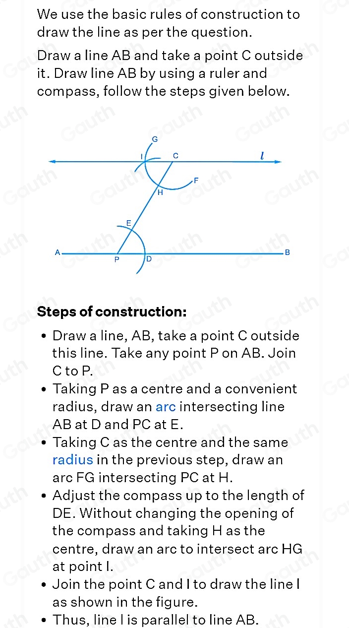 Solved: Use a compass and straightedge to construct a line parallel to ...