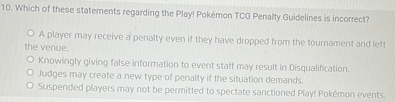 Solved: Which of these statements regarding the Play! Pokémon TCG ...
