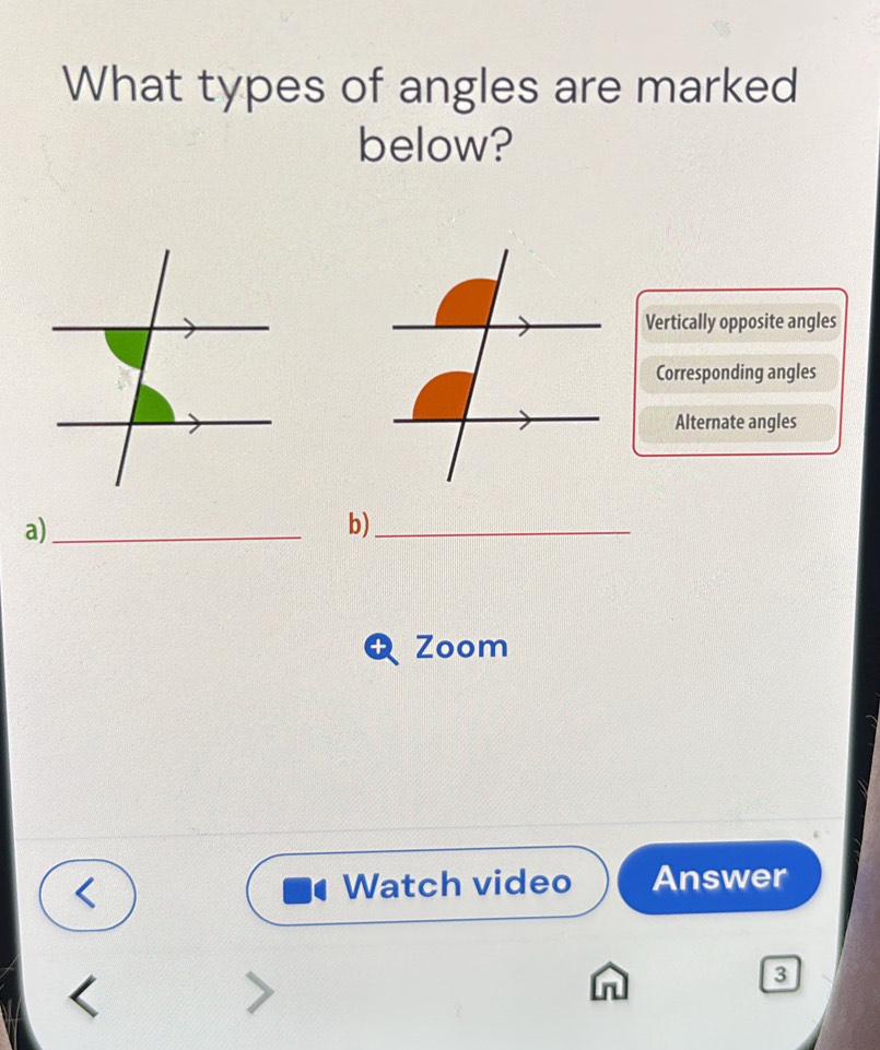 Solved: What types of angles are marked below? Vertically opposite ...
