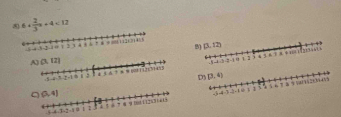 6+ 2/3 x+4<12</tex>