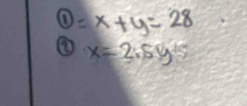 )=x+y=28
x=2.5y