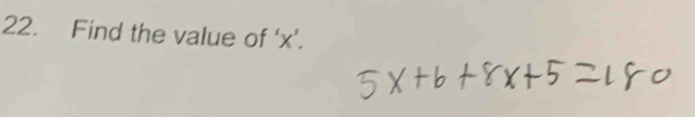 Find the value of ‘ x ’.