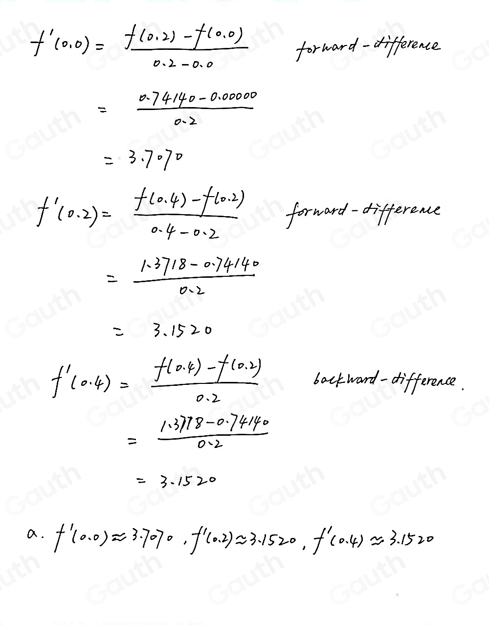 Solved: Use the forward-difference formulas and backward-difference ...