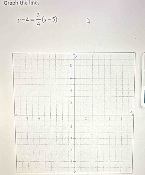 Graph the line.
y-4= 3/4 (x-5)