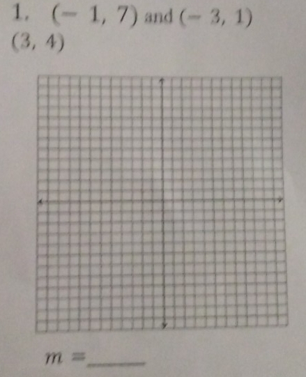 (-1,7) and (-3,1)
(3,4)
m= _