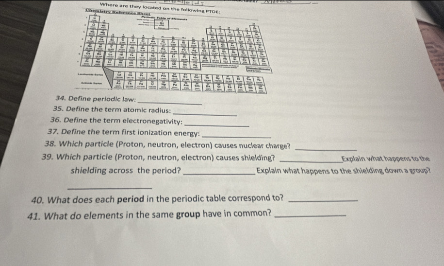 Solved: Where are they located on the following PTOE:_ Chemistry ...