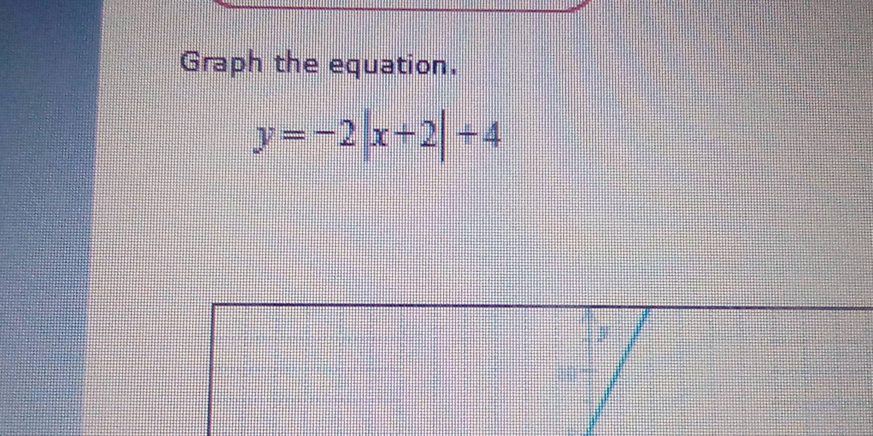 Graph the equation.
y=-2|x+2|+4