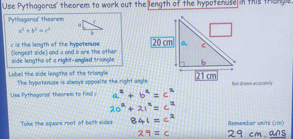 Solved: Use Pythagoras' theorem to work out the length of the ...
