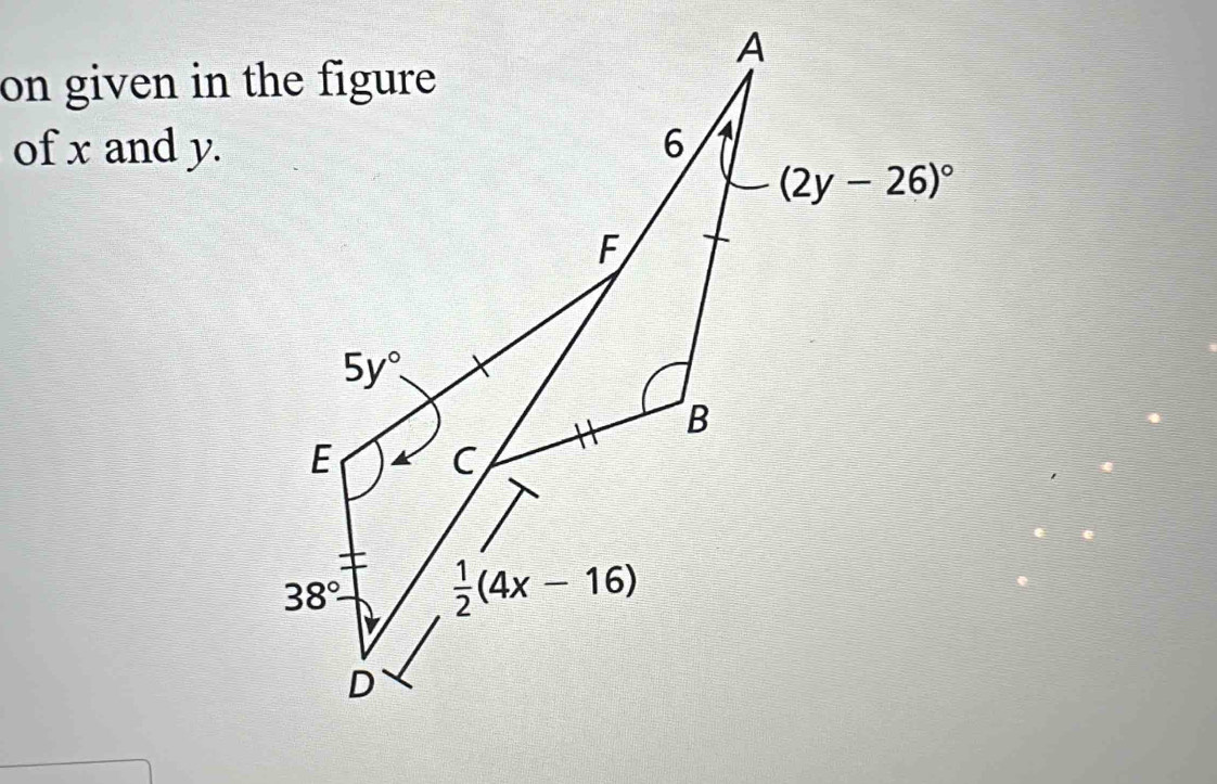 on given in the figure
of x and y.