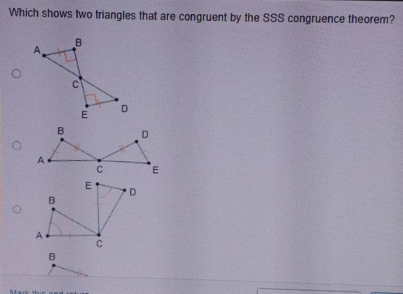 Which shows two triangles that are congruent by the SSS congruence theorem?