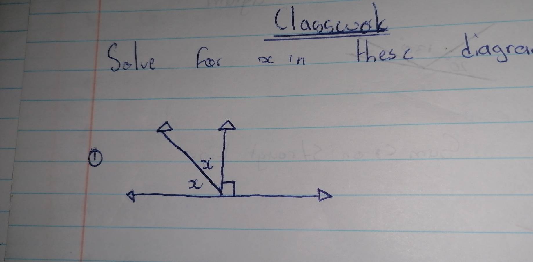 Classwook 
Solve foor in thesc diagre 
①