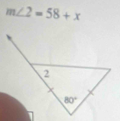 m∠ 2=58+x