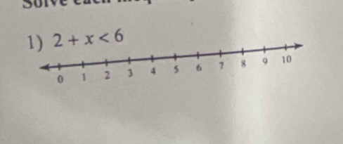 Solve 
1) 2+x<6</tex>
