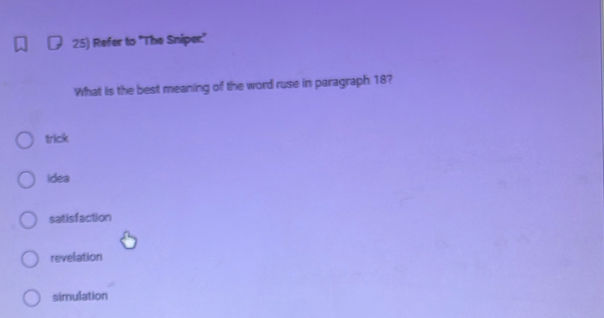 Solved: Refer to ''The Sniper.'' What is the best meaning of the word ...