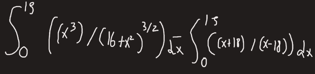 ∈t _0^((-15)(f^2))/(k+5)^3/2)=∈t _0^(15)(f(k+11)/(k+10)dx