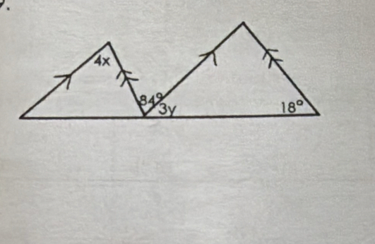 4x
2 19
3y
18°