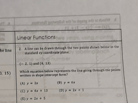 he 
(E) y=2x+5