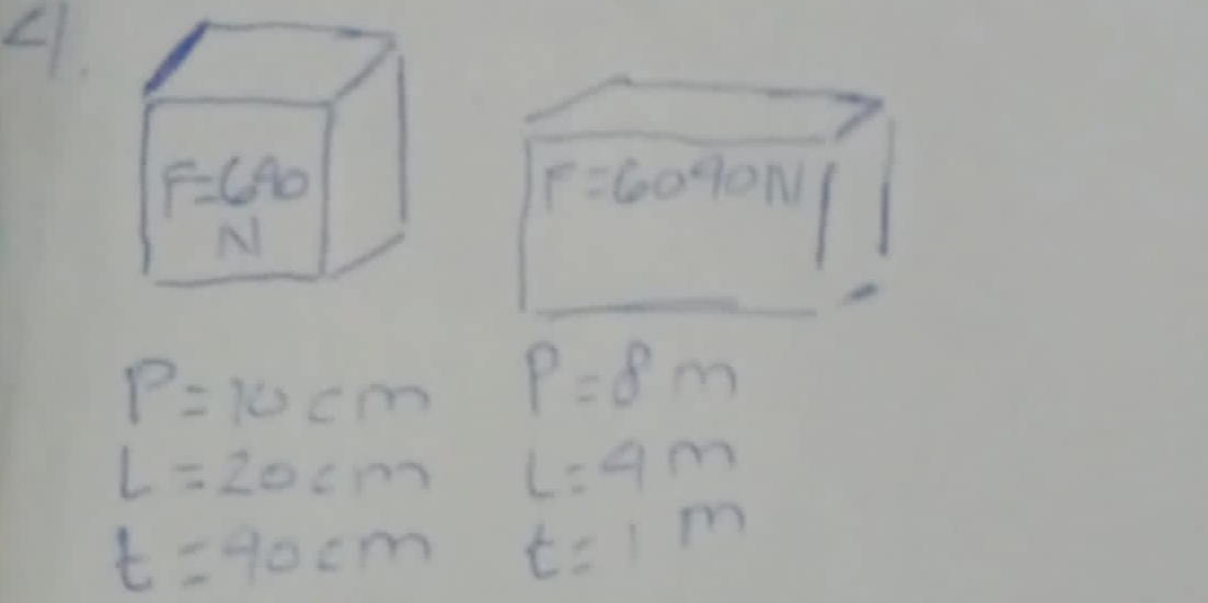 P=10cm P=8m
L=20cmL=4m
t=40cmt=1m