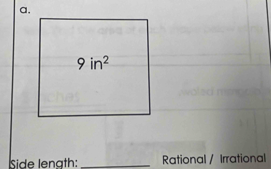 Side length: _Rational / Irrational