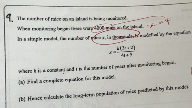 Solved: The number of mice on an island is being monitored. When ...