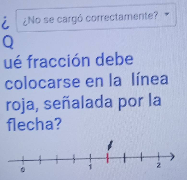 ¿No se cargó correctamente? 
Q 
ué fracción debe 
colocarse en la línea 
roja, señalada por la 
flecha?