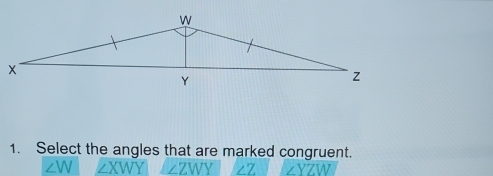 Select the angles that are marked congruent.