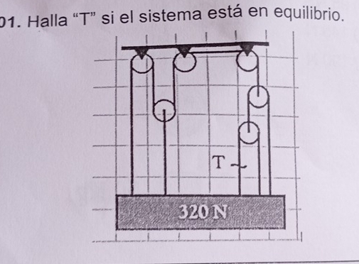 Halla “ T ” si el sistema está en equilibrio.