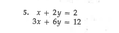 x+2y=2
3x+6y=12