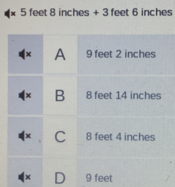 ]× 5 feet 8 inches + 3 feet 6 inches