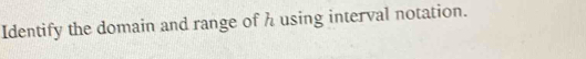 Identify the domain and range of h using interval notation.