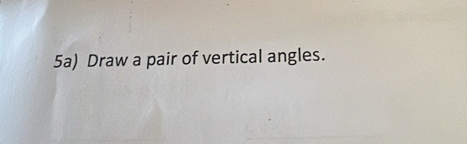 5a) Draw a pair of vertical angles.