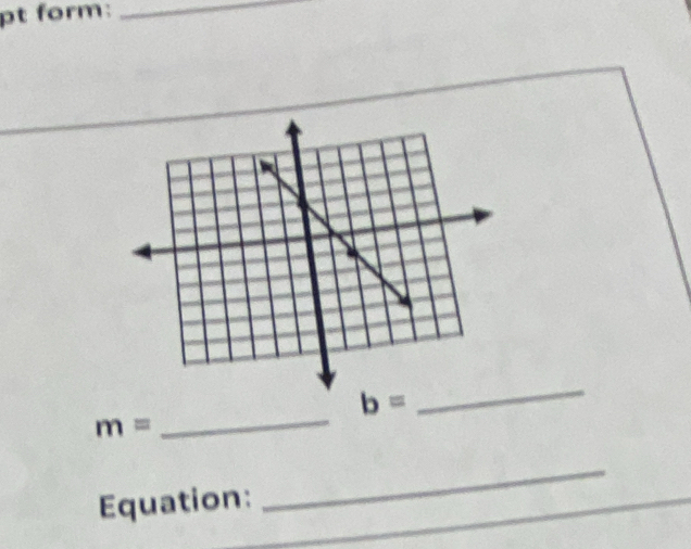 pt form:_
b=
m=
_ 
_ 
_ 
_ 
_ 
Equation: 
_ 
_